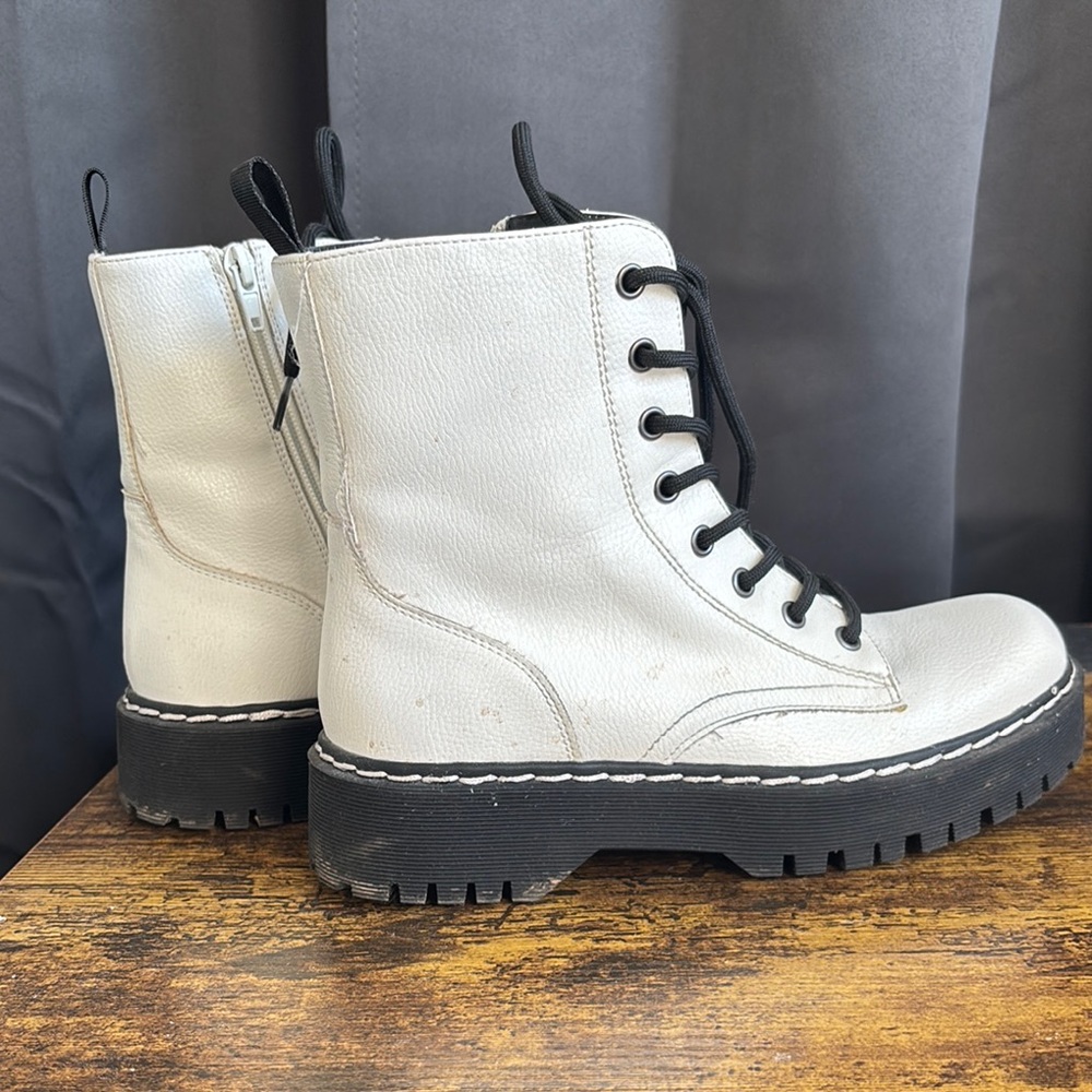White Leather Women's Boots